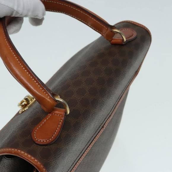 CELINE Macadam Canvas Hand Bag PVC Leather Brown Gold Auth 91294 - Picture 6 of 16